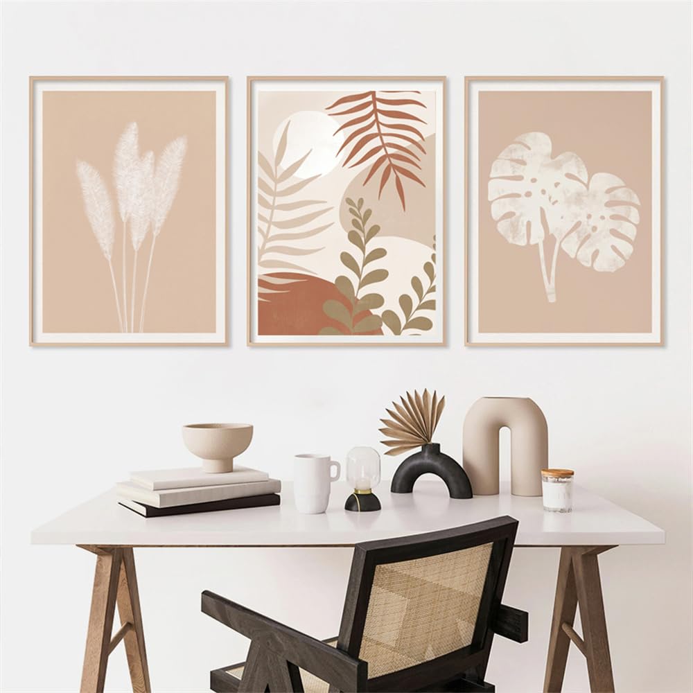 WBYZAC Botanical Posters-Boho Vase Palm Leaf Vintage Abstract Wall Art Canvas Painting Nordic Posters and Prints Wall Pictures Living Kitchen Room Decor-60 * 70cm*3PCS (No Frame)