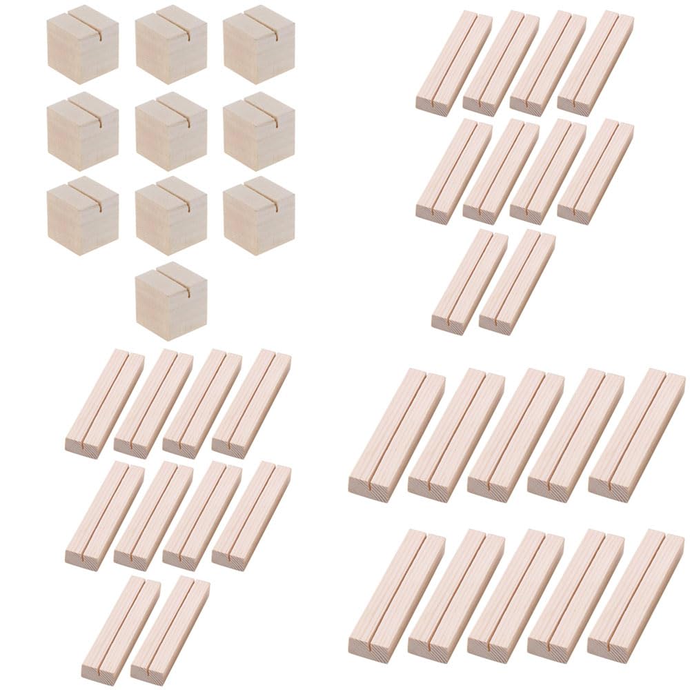 TopHomer 4 tamaños (40 piezas), soportes de madera para tarjetas, para bodas, banquetes, fiestas; número de mesa, foto/imagen, soporte de menú, restaurante