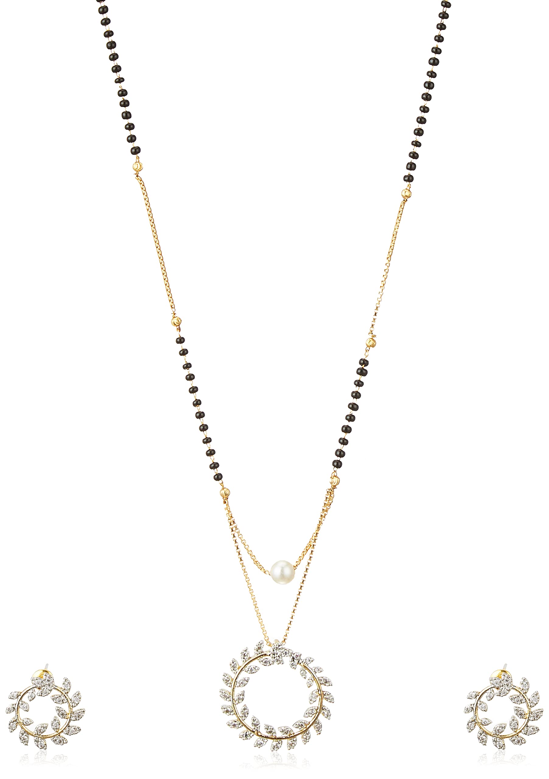 Sukkhi Amazing Gold Plated Circular Leafy Mangalsutra Set for Women (SKR75046SK) (B09BNVWK14) Amazon Price History, Amazon Price Tracker