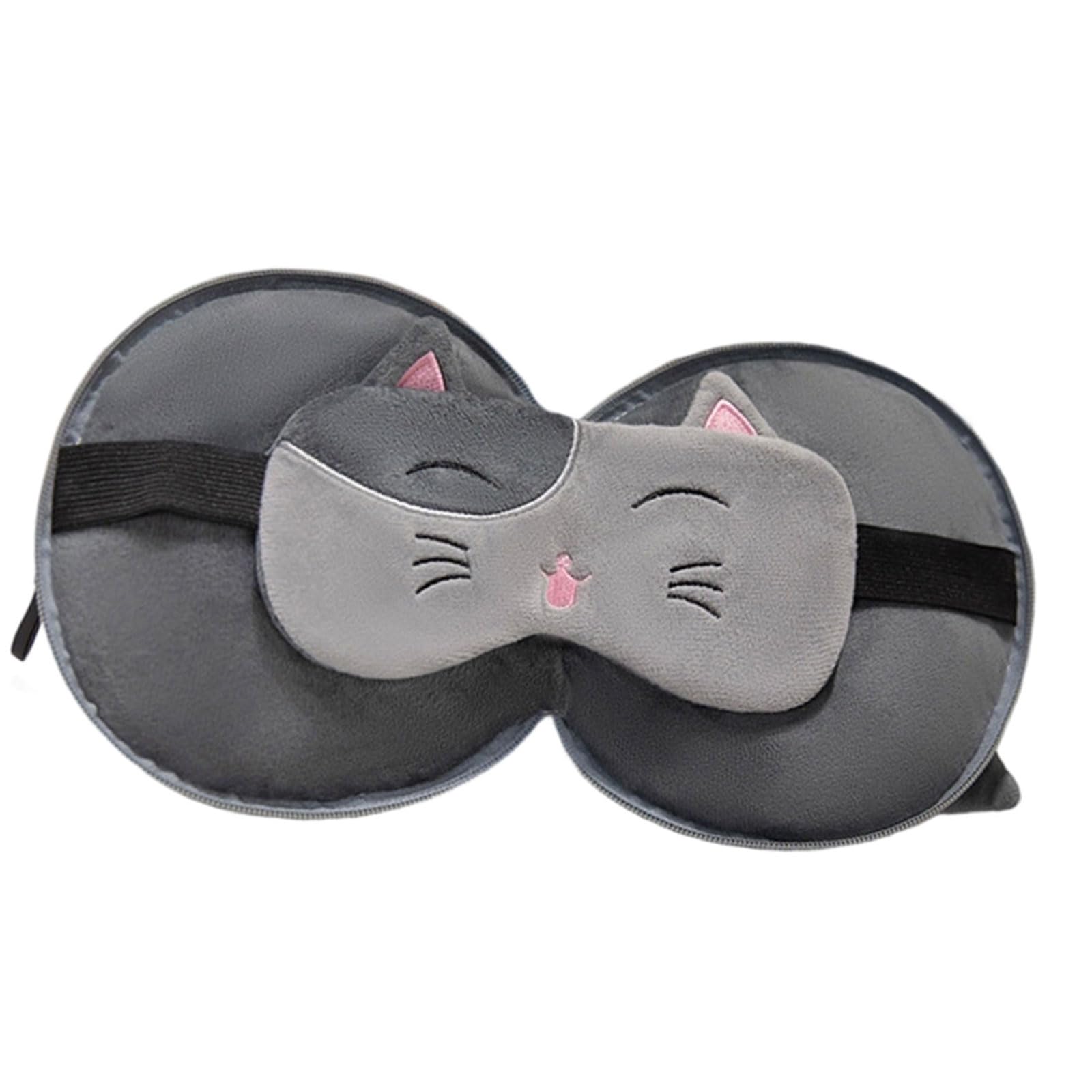 Jazuaiao Ergonomic Pillow Combined with Eye Shade Travel Solution for Workers and Frequent Travellers Cartoon Eyemask Neck Pillow