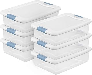 Sterilite 6-Pack Latching Box, Under Bed Storage Bins with Lids, Clear P...