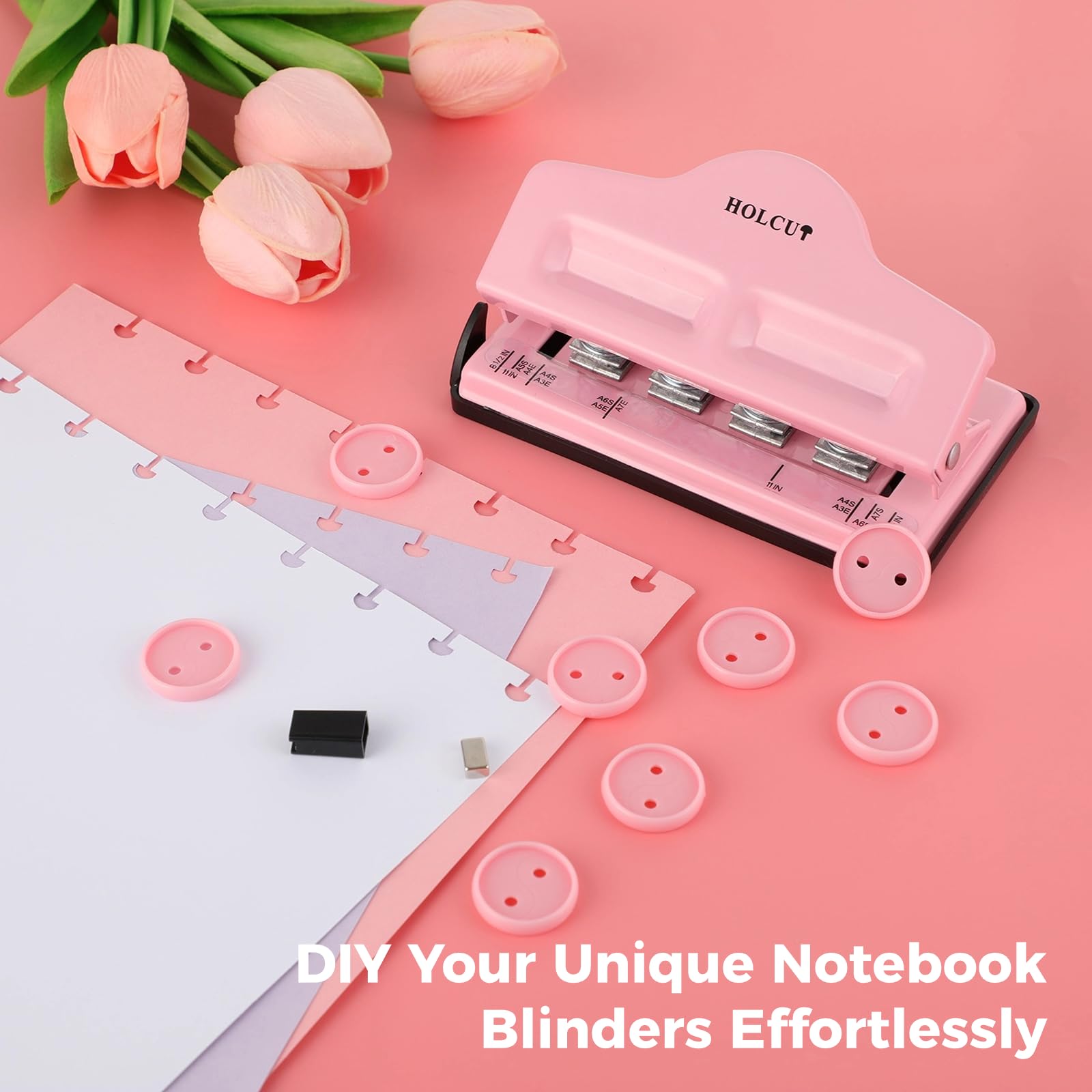 Amazon.co.jp: きのこ穴パンチ ピンクのリングディスク8枚付き 目隠し