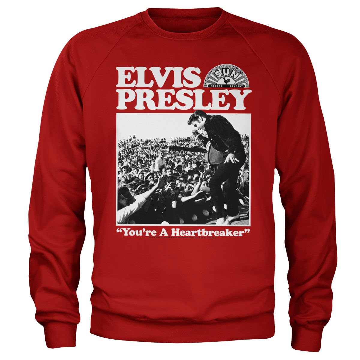 Elvis Presley Unisex Red Officially Licensed Heartbreaker Sweatshirt (Red), Large