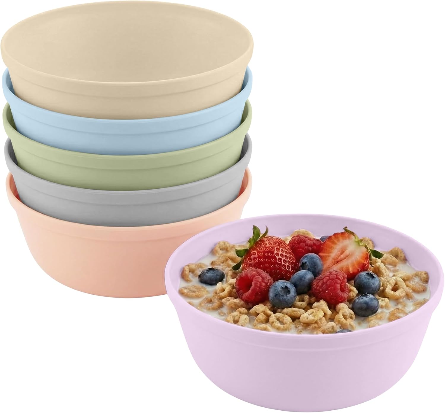 MASTERCOOK Plastic Bowls Set of 6 – 15oz Multipurpose Deep Plates Salad and Pasta Bowls Ideal for Home, Kids, Parties – Stackable Bowl for Kitchen – Non-BPA and Food Grade – Cute Colors