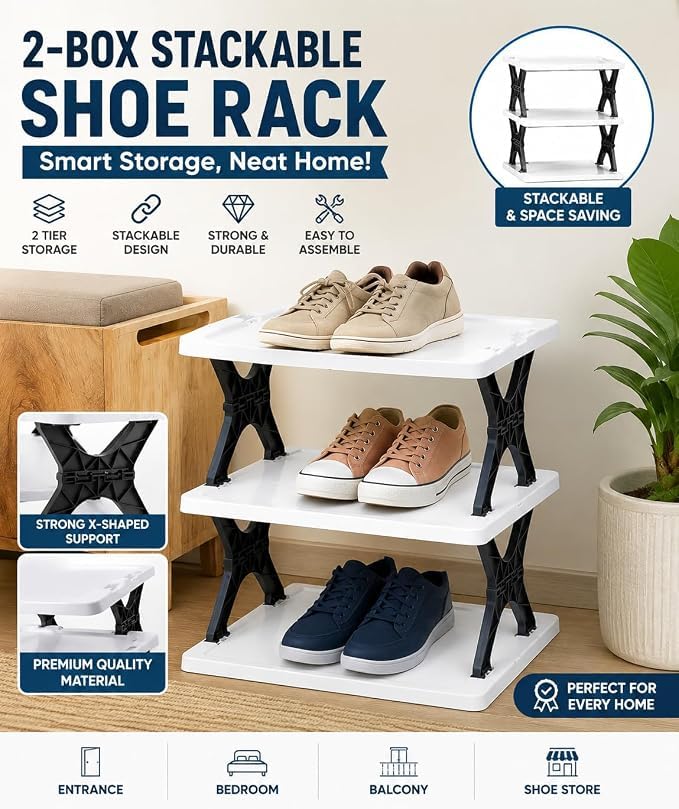 Image of 3 Tier Foldable Storage Rack | Multipurpose Plastic Organizer Shelf for Kitchen, Bathroom, Living Room & Office |Heavy Duty Space Saving Storage Stand |Easy No-Tool Assembly (White & Black)