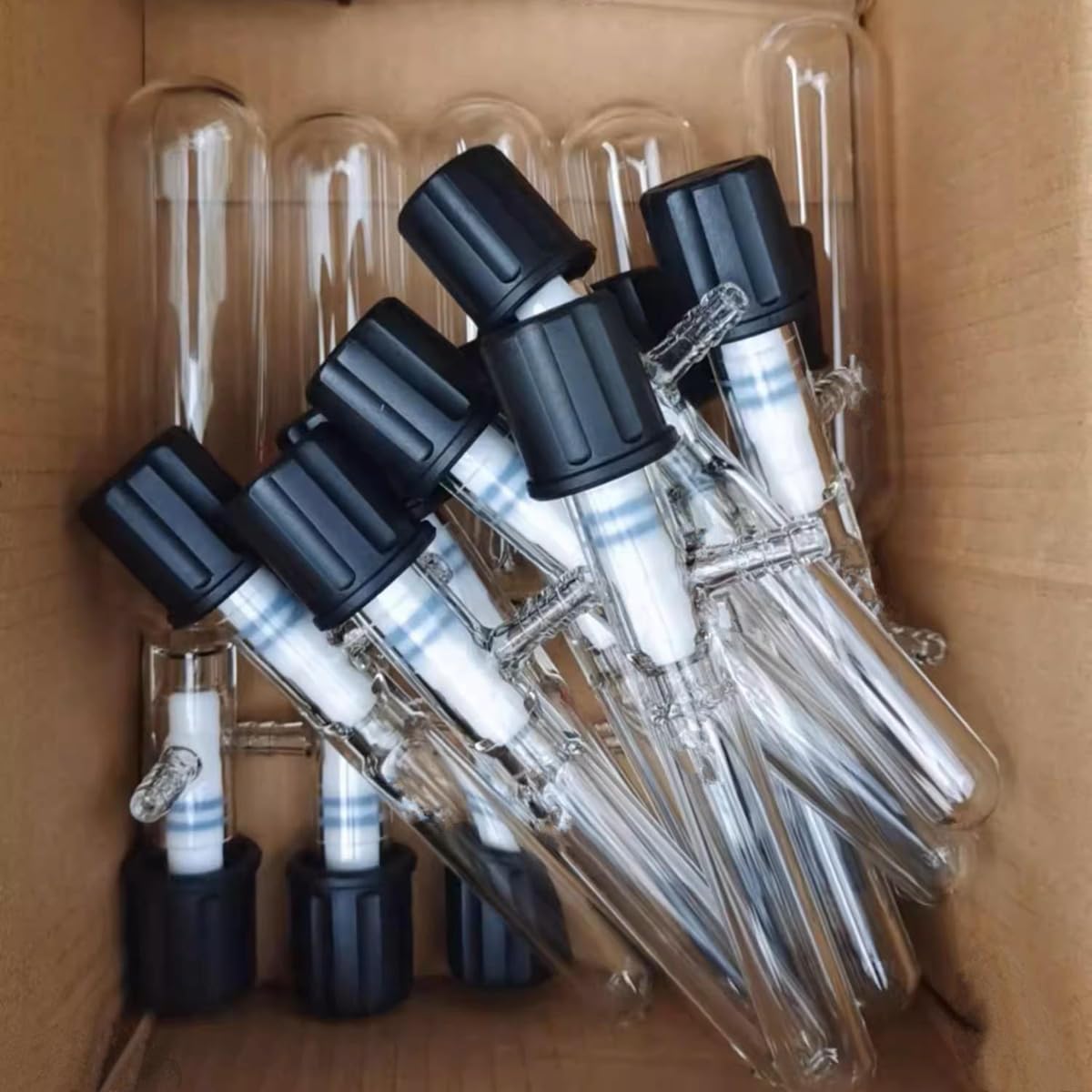 Glass Schlenk Storage Tube with High PTFE Stopcock Vacuum Valve,Borosilicate Reaction Kettle Tube Bottle,Glass Tube Solvent Storage Bottle,Synthesis Tube (0-8mm Valve, 25ml)
