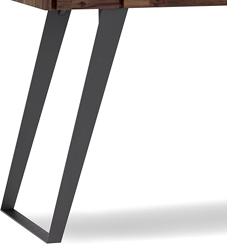 Miniatura 8 de SIMPLIHOME Lowry - Escritorio pequeño de madera de acacia maciza de 44 pulgadas de ancho y metal en marrón carbón envejecido, mesa industrial