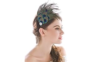 Peacock Feather Headband Green 1920s Flapper Headpiece