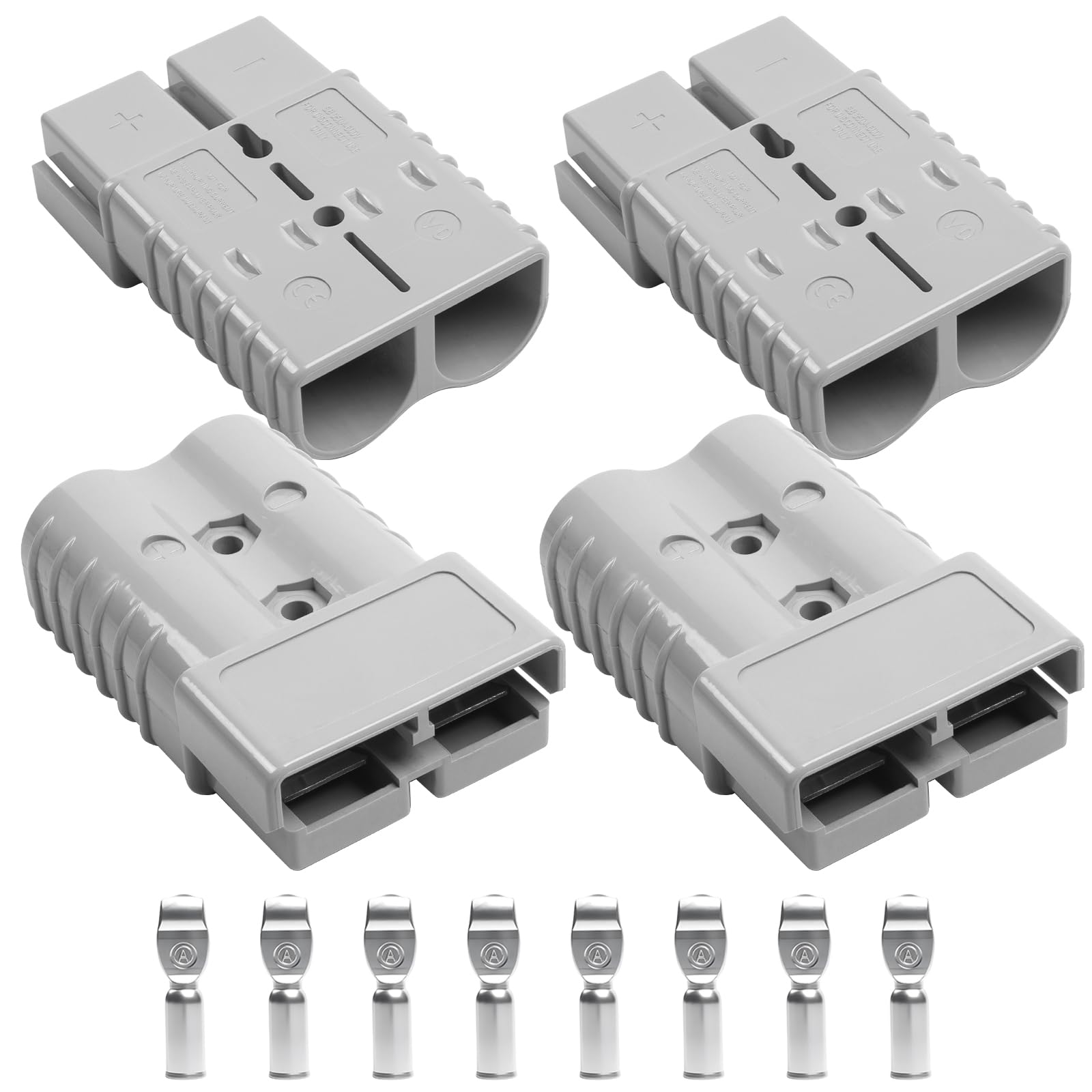 Photo 1 of (4PCS) 350A 600V Battery Quick Connect Plug Kit for 2/0 AWG Cable, Heavy-Duty Quick Disconnect Connectors for Winch, Trailer, RV, Truck, and Industrial Power Systems (Gray)
