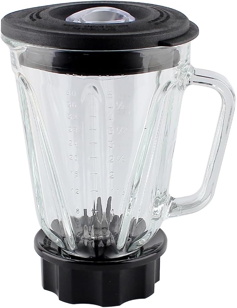 Anbige Replacement Parts 5-cups Glass Jar with Blade and Collar,Compatible with Hamilton Beach Blender 58146J, 53521FG, 59149C