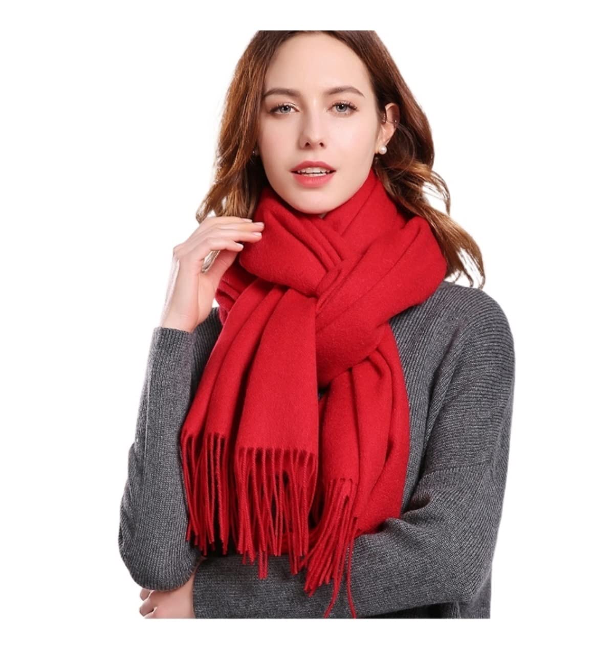 MaaMgic Echarpe Foulard Pashmina Pour Femme Homme Automne Hiver Elégant Châle Étole Double Couleurs Avec Franges Touché Soyeux Pour Mariage Party Soiree,Beige Camel