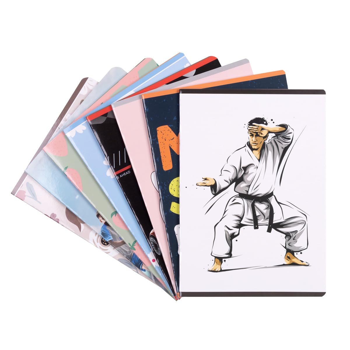 gimboo Exercise Book/Format A5 32/32 Sheets Squared/Mixed Pack of 8-8 Pieces/Pack Assorted Designs/for Children for School Enrolment for Primary School Students/with Margin/White Cards /