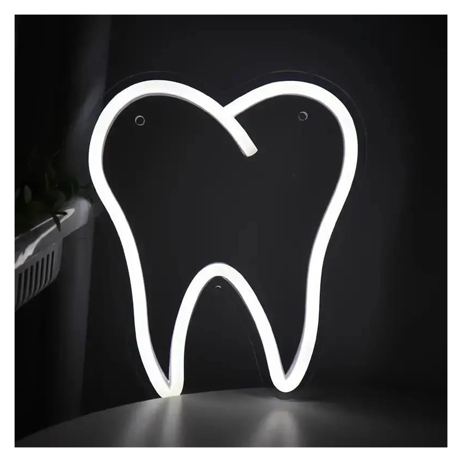 LEMST Sign Lamp White Teeth Neon Signs, Billboards, Dental Clinic, Shops, Parties, Club Wall Decor 17x20cm