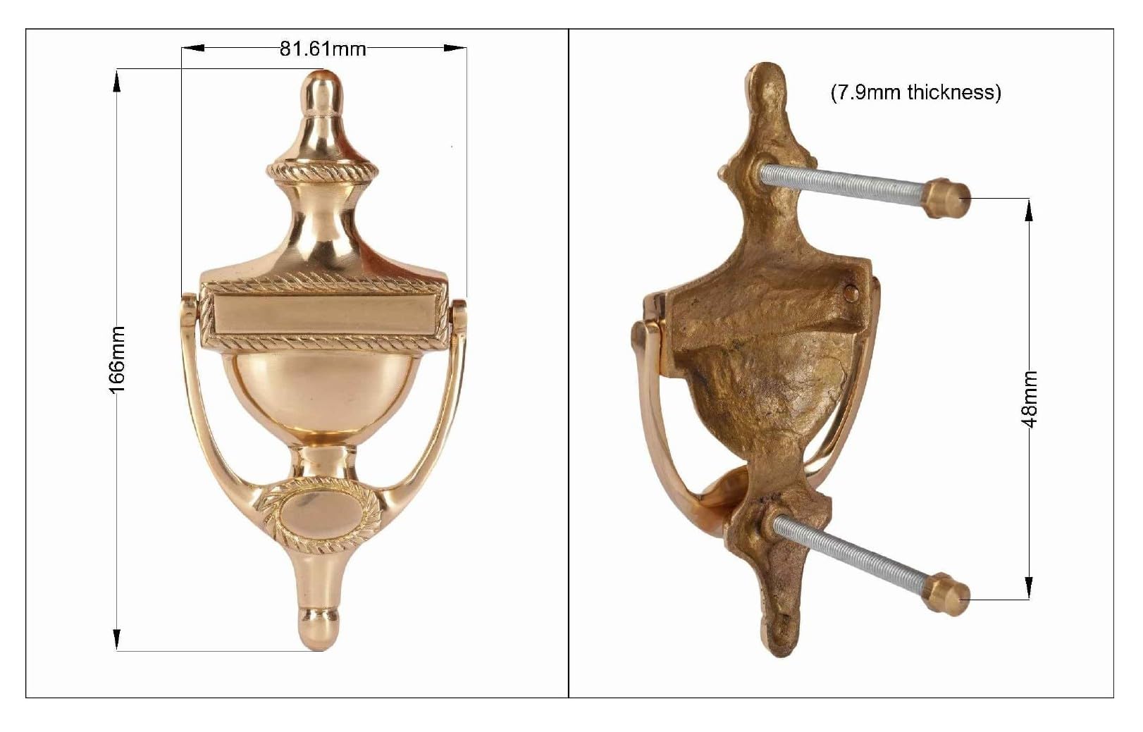 Securit Aldaba Georgiana En Latón Pulido | Para Puertas De Interior Y Exterior | Estilo Clásico Y Elegante