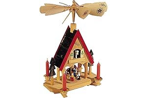 Captivating Kurt Adler Wood Alpine House Carousel with Candles