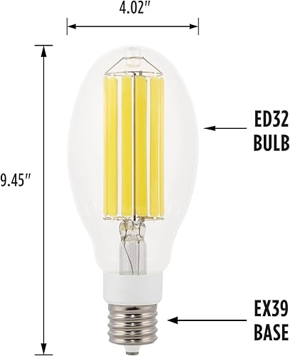 Miniatura 3 de Westinghouse Lighting 5269020 - Bombilla LED de filamento ED32 de 54 vatios (equivalente a HID de 320 W) de luz diurna de alto lúmenes, base Mogul