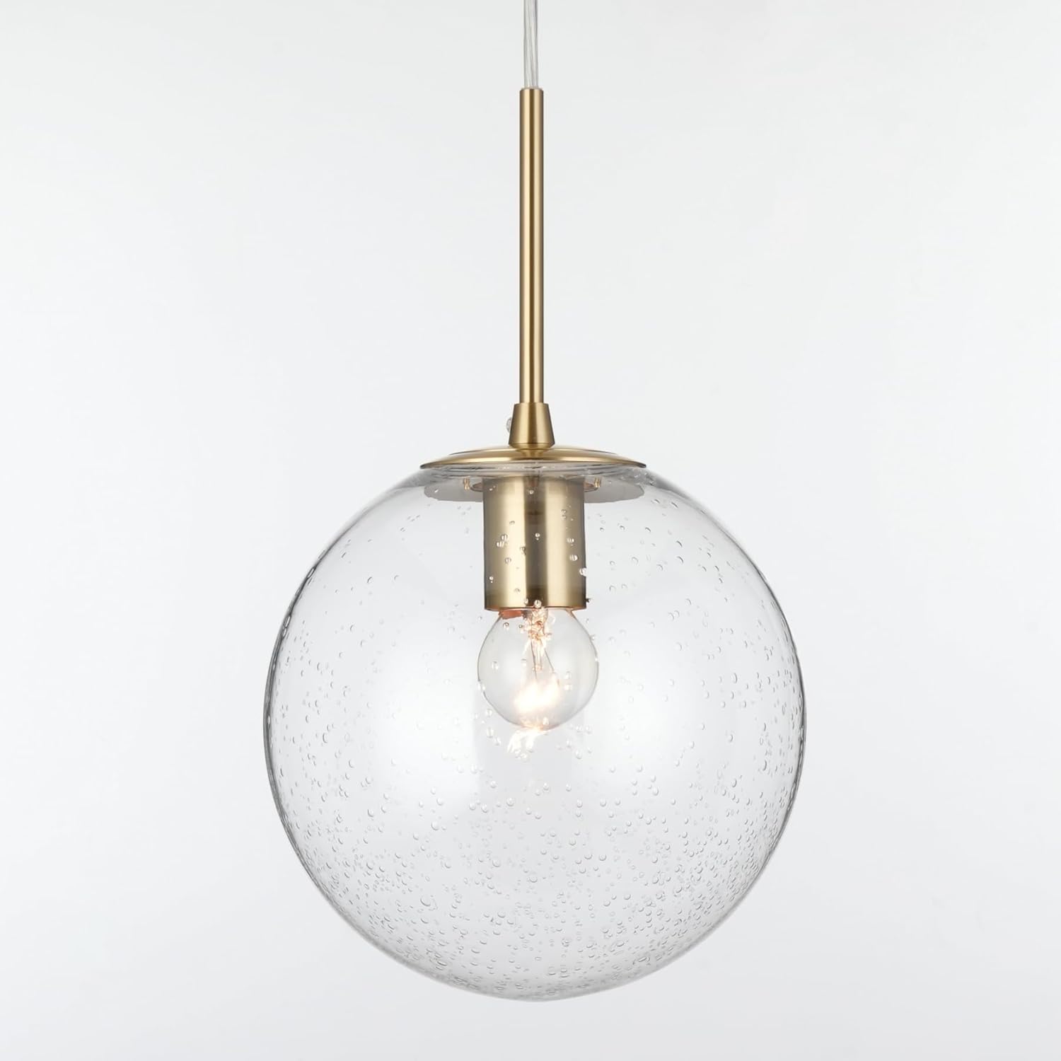 ALICE HOUSE 8-inch Modern Gold Kitchen Pendant Light, Seeded Glass, Farmhouse Island Lighting, Brushed Brass Hanging Light Fixtures for Bathoom, Entryway and Hallway AL4801-P1 8-inch 1