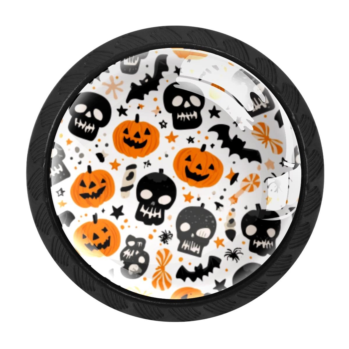 4 PCS Cabinet Knobs, Halloween Pumpkins Skull Drawer Knobs Dresser Handles
