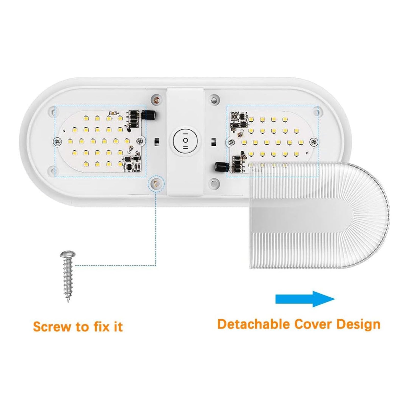 Luminaire de Plafond à Double Dôme LED pour Camping-Car, 10 à 24V SMD 2835 560LM, Lumières Intérieures avec Interrupteur pour Camping-Cars, Camping-Cars et Remorques