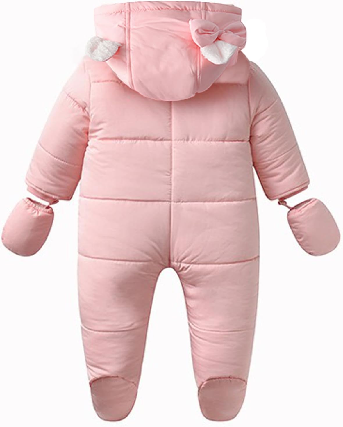 Baby Winter Snowsuit Warm Hooded Coat Onesie Romper Jumpsuit with Footed Gloves for Boys Girls 3-24 Months