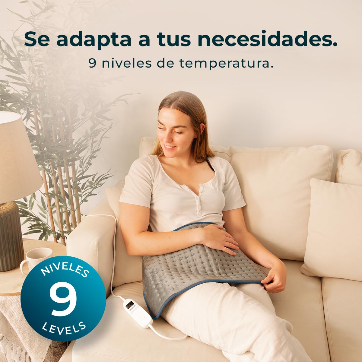Cecotec Almohadilla Eléctrica HeatConfort 6000 ThermalPad. Almohadilla térmica 30x60 cm ideal para alivio lumbar, cuello y hombros, con ajuste de temperatura y material suave.