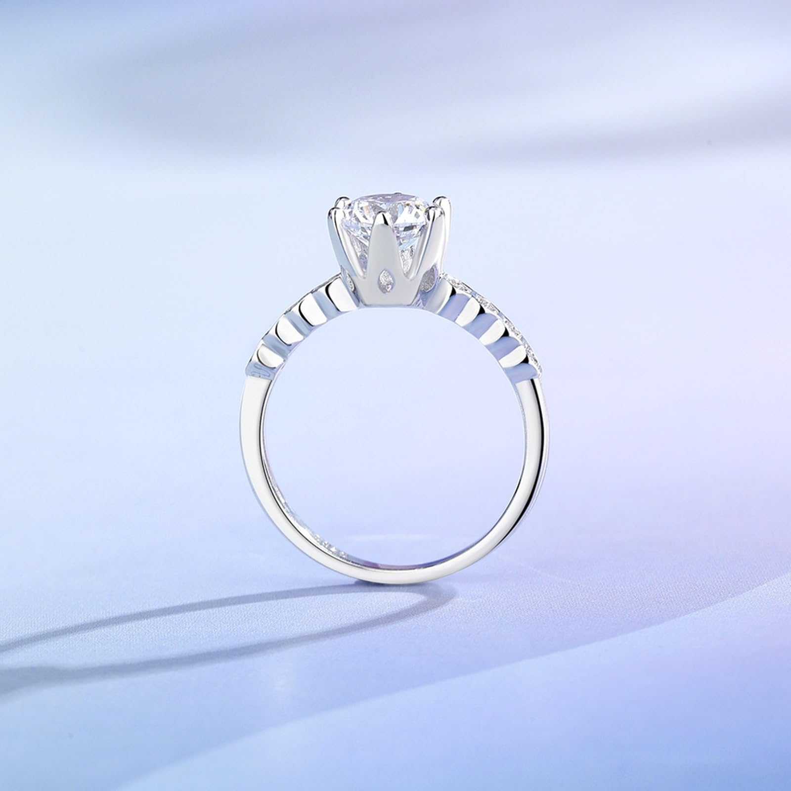 Anillo de compromiso para mujer, oro blanco, elegante, con moissanite de 1 ct, oro auténtico, solitario
