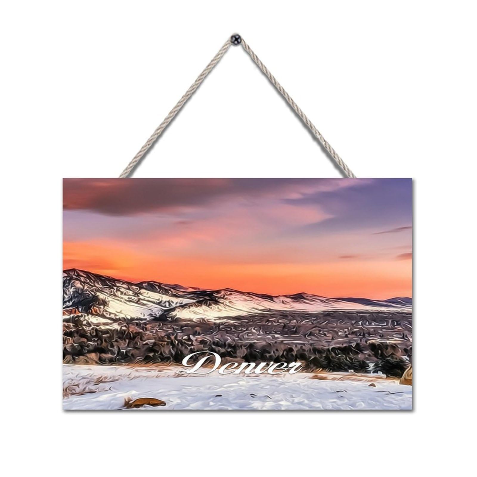 Colorado State Denver 12×16in Wood Sign Denver City View Wood Hanging Sign Plaque Decorative Wall Art Decor Garden Bar Cafe Man Cave Beach House Decor New Home Gift