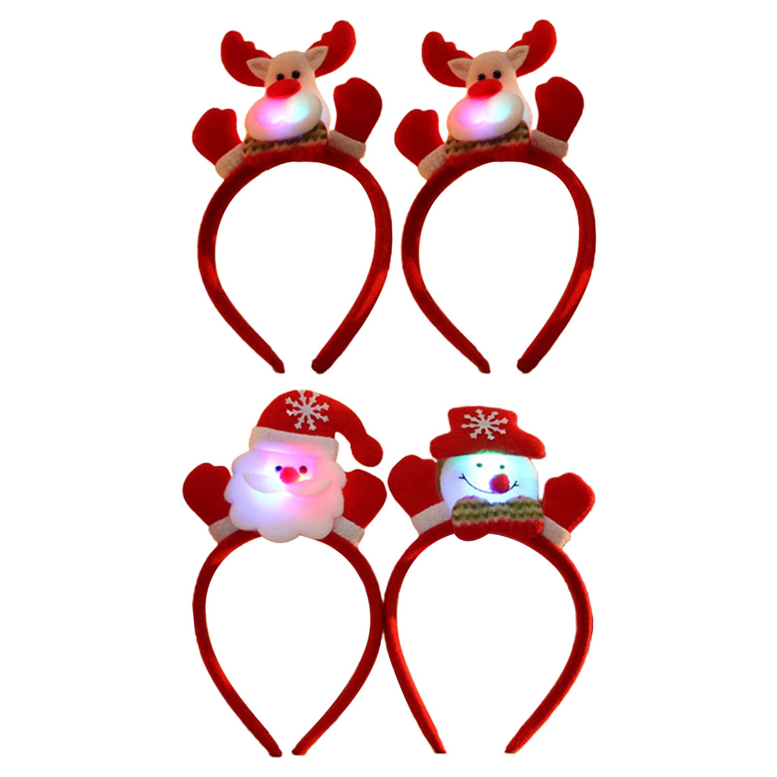 Kalttoy 4x Headband Furry Reindeer Ears Headwear Antler Hair Hoop for Halloween Fawn Horn Christmas Headpiece Party Supplies Christmas Headbands for Baby Girls