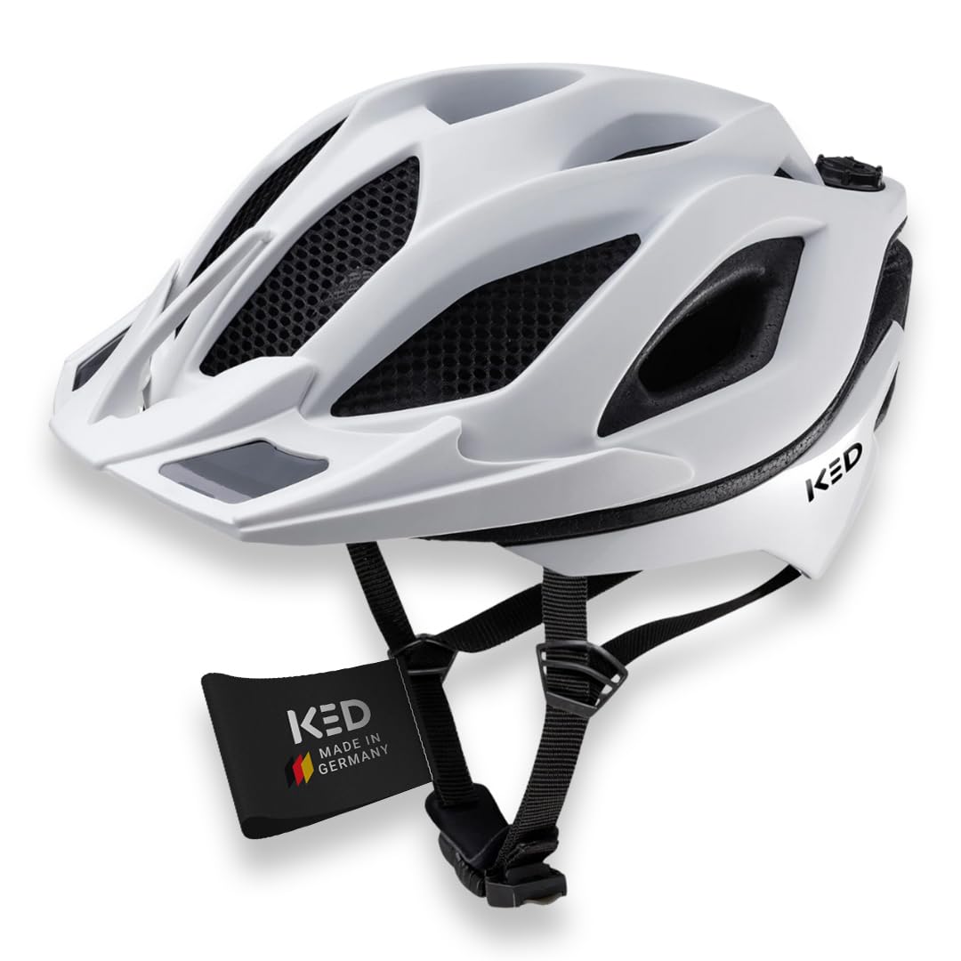 KED Spiri II Trend Allround Fahrradhelm Mit LED Licht Und Reflektor, Optimierter Belüftung, Insektenschutznetz Und K-FIT System | Farbe: White Matt | Größe: 55-61 (L)