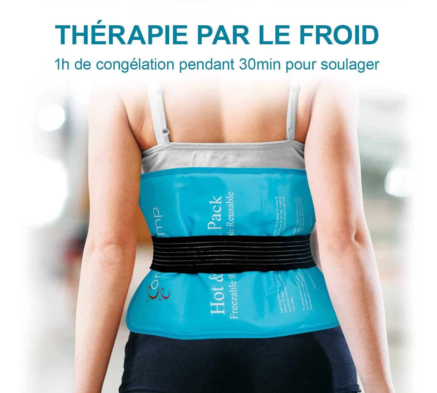 Comfytemp Poche de Glace Réutilisable 27x37cm, Lot de Gel avec Sangle pour Soulager la Douleur, Épaules, Genou, Pied, Coude, Compresses Chaudes et Froides pour Entorses, Gonflements, Ecchymoses