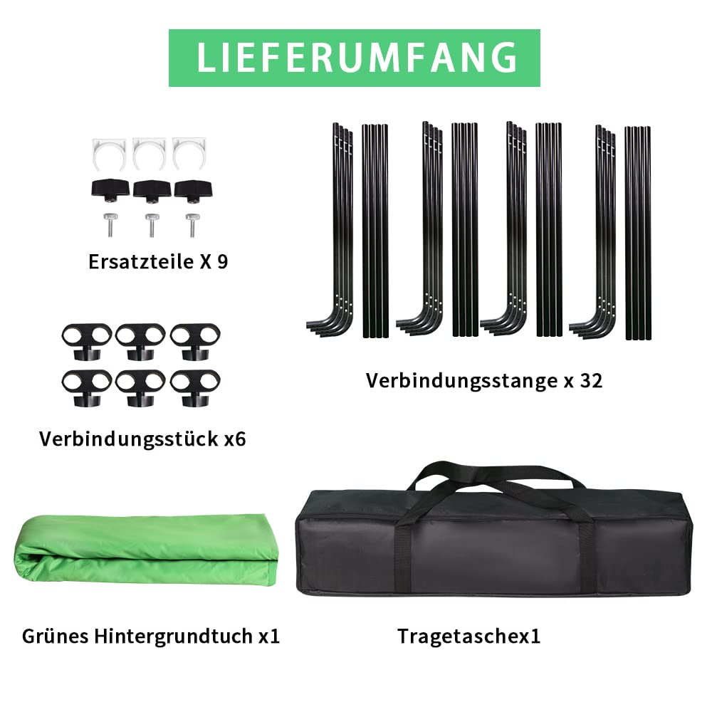 7,87 ftx 13,12 ft portatile grande sfondo verde, sistema di supporto per foto studio video, trasmissioni live, feste, palcoscenici