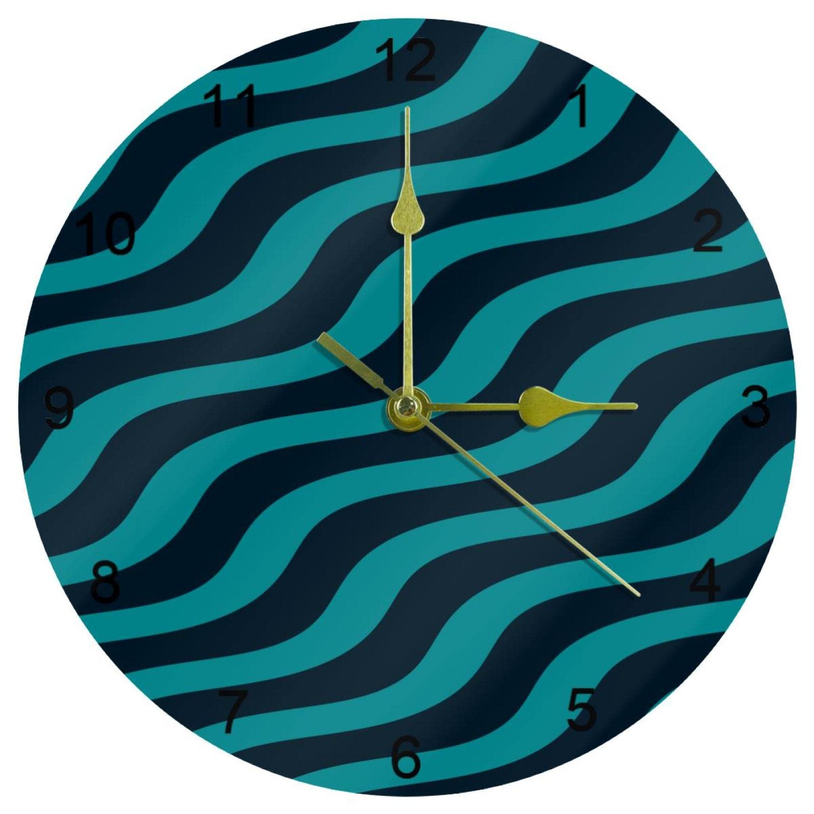 Horloge murale abstraite bleue et noire ronde de 25,4 cm