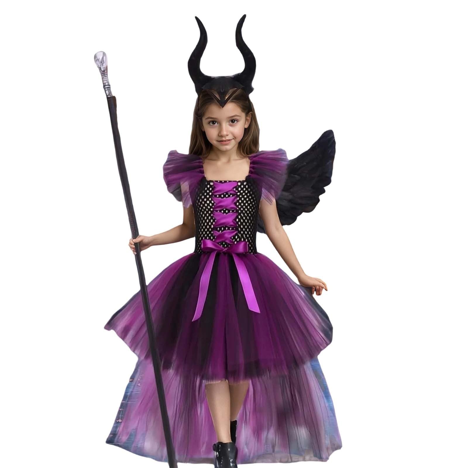 Genérico Disfraz Halloween NiñA 4 AñOs - Disfraz de cosplay gótico, elegante vestido con cordones y falda acampanada para fiesta de Halloween, atuendo de bruja