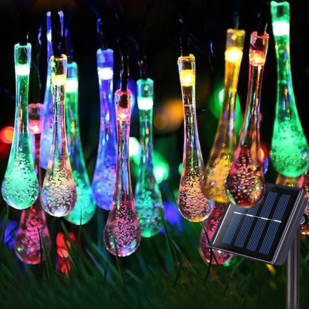 ACLIX 50Pcs Solar String Lights - Garden Solar Lights Outdoor Waterproof - 7M/24Ft Garden Decor Light - Water Drop Lights With 8 Mode - Solar Powered Patio Lights for Garden and Christmas Decoration