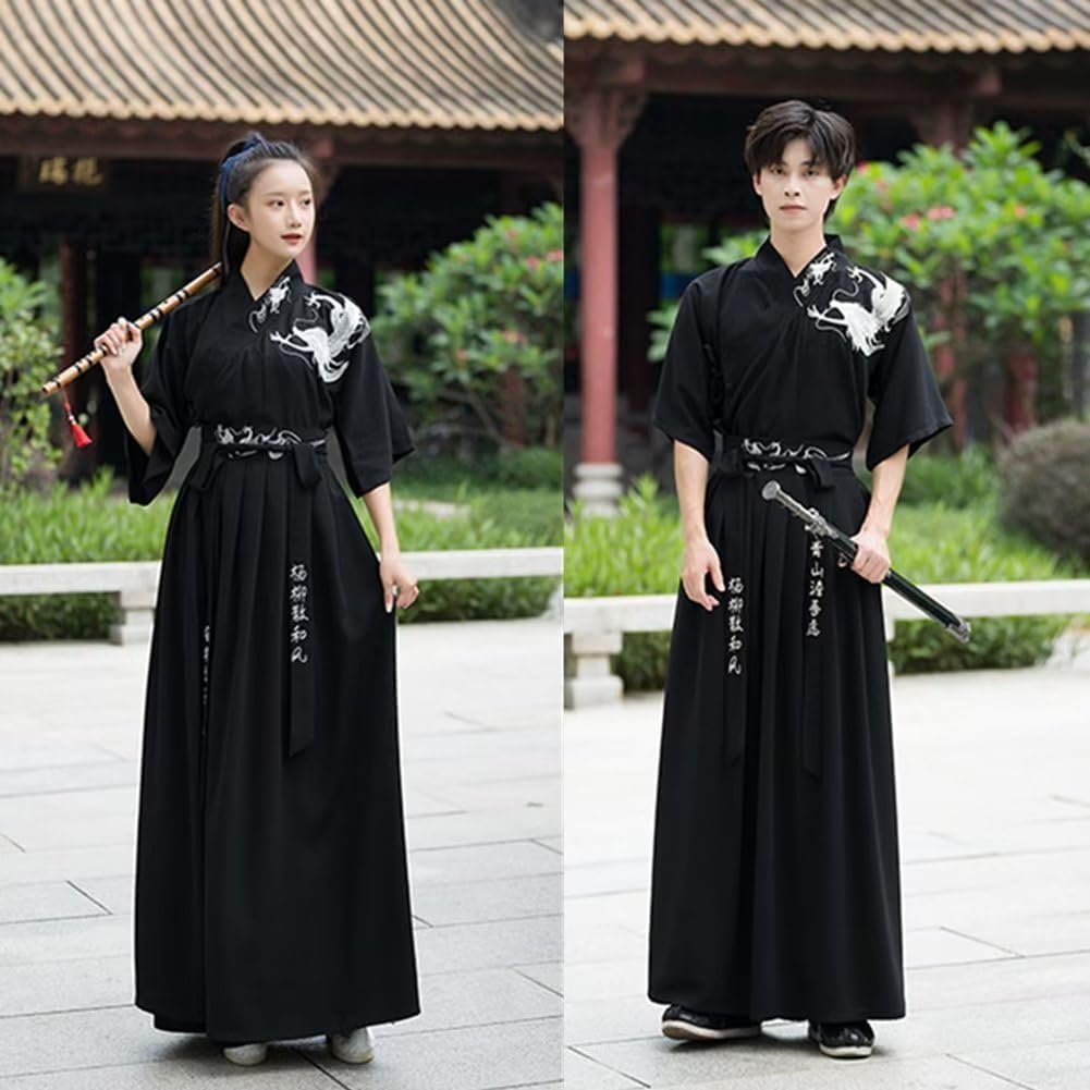 Costumes for Mens Hanfu Dress Chinese Style Robe Short Sleeve Couple Cosplay Traditional Outfit Unisex Ancient Costume