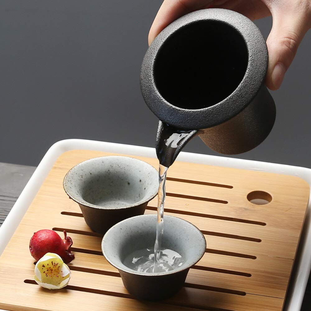 Ensemble complet de service à thé Grès noir carbone Kung Fu tasse à thé avec coffret cadeau (bol à trois pièces), service à thé rétro décoration