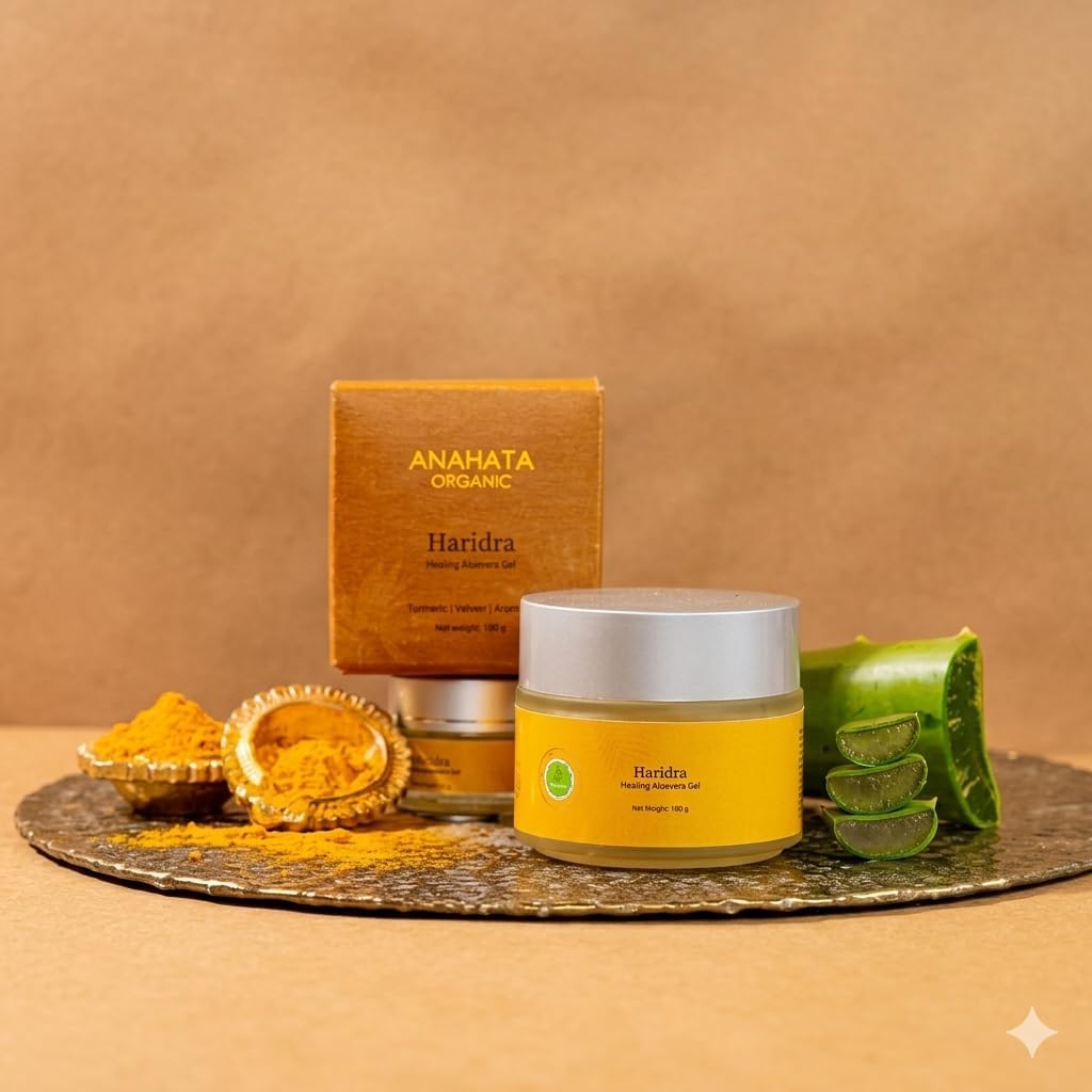 Anahata Haridra Healing Aloevera Gel 100g | Aloe Vera & Turmeric Gel for Acne Scar Repair, Pore Minimizer & Skin Soother | Aloe Vera, Curcumin & Natural Oils | Anti-Inflammatory Gel For All Skin Types