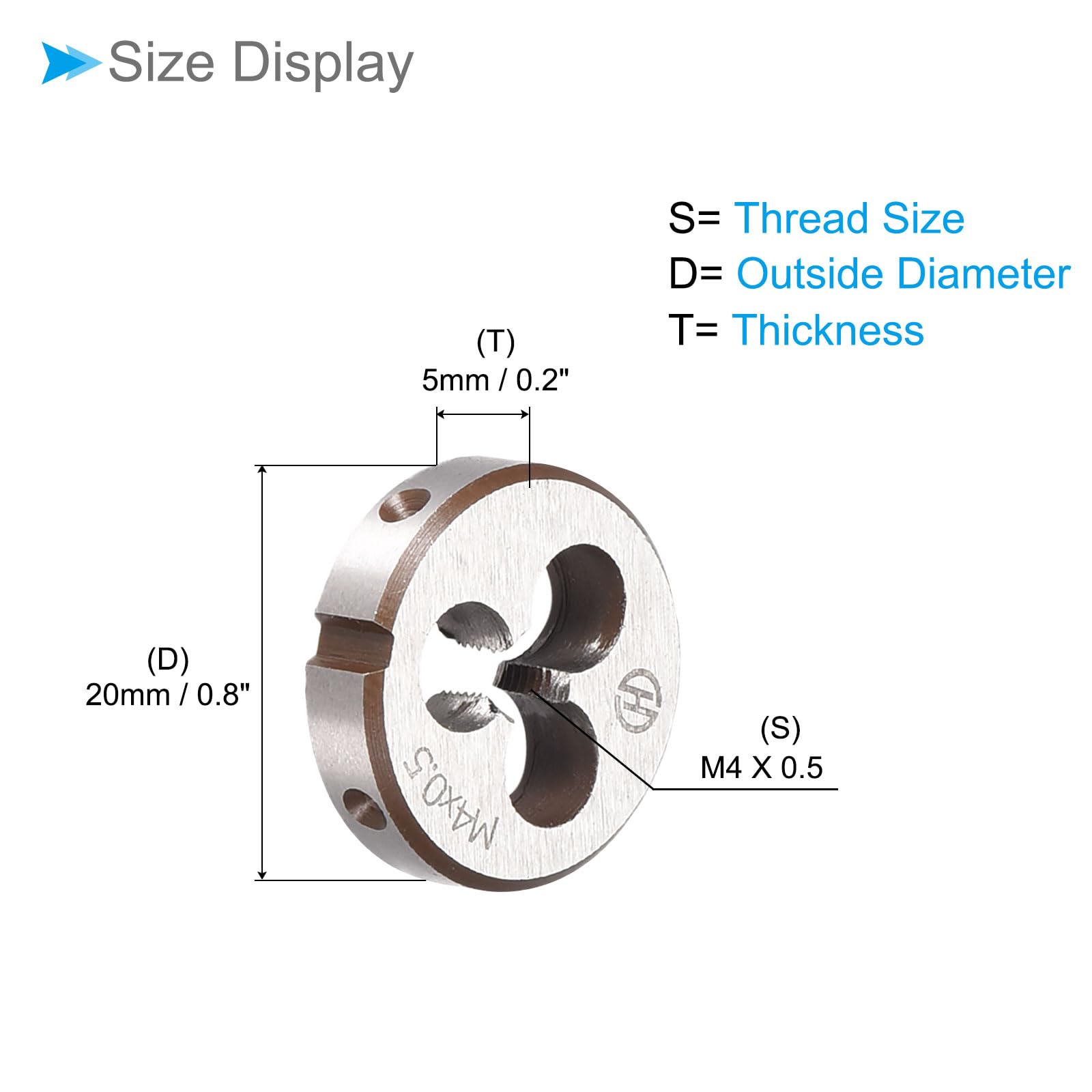 CoCud Metric Adjustable Round Die, M4 X 0.5, Alloy Steel Thread Right Hand Threading Die - Image 2