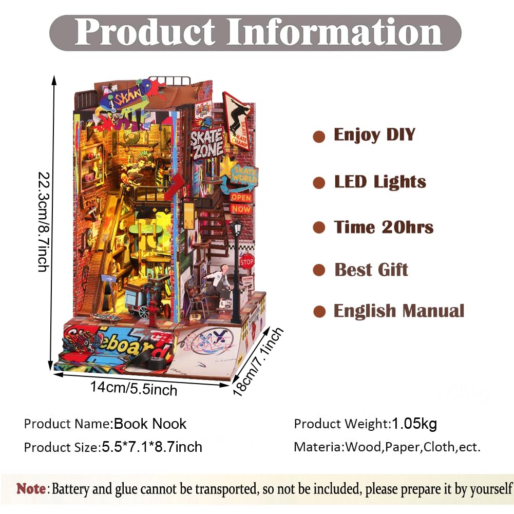 Kit fai da te per angolo del libro, decorazione fai da te per casa delle bambole Booknook, libreria, puzzle in legno 3D con luce LED, kit in miniatura a mano per adulti regalo di compleanno