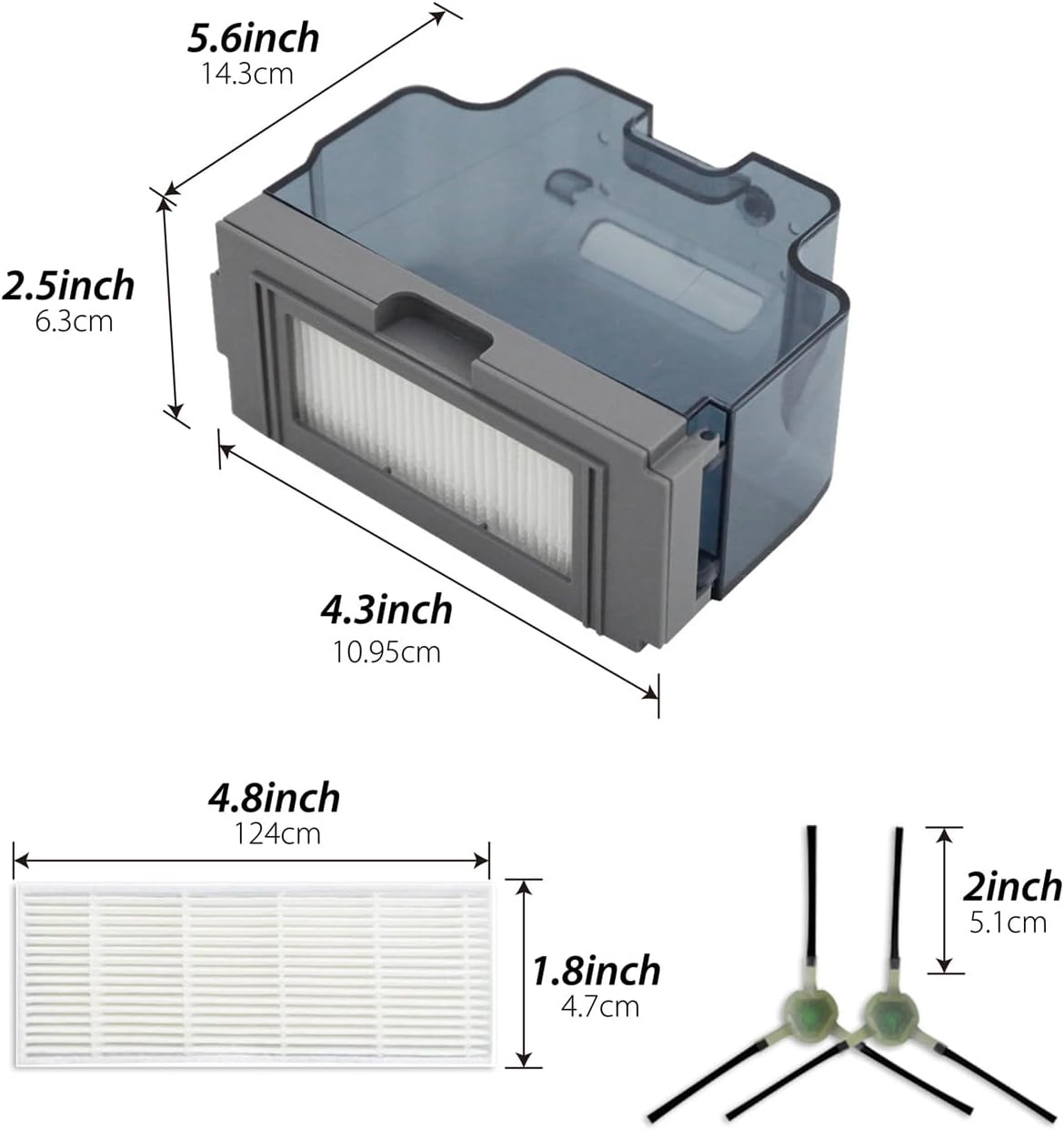 Robot Vacuum Replacements Parts Fit For Lefant M210/M213/M210b, For Okp K2 K2p K3 K4 K5 K2p Robot Vacuum Cleaner, Vacuum Dust Pan, Side Sweep Edge Brush HEPA Filter (Dustbin& Filter&Sweep-10pc)