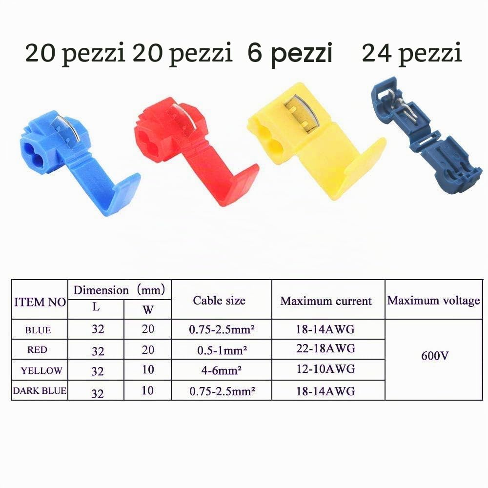GTIWUNG 70 Pezzi Morsetti di Derivazione Connettori Kit, Morsetti Elettrici Connettori Rapidi, giunti connettori elettrici, Quick Lock Splice filo, Terminali Crimpare Isolati