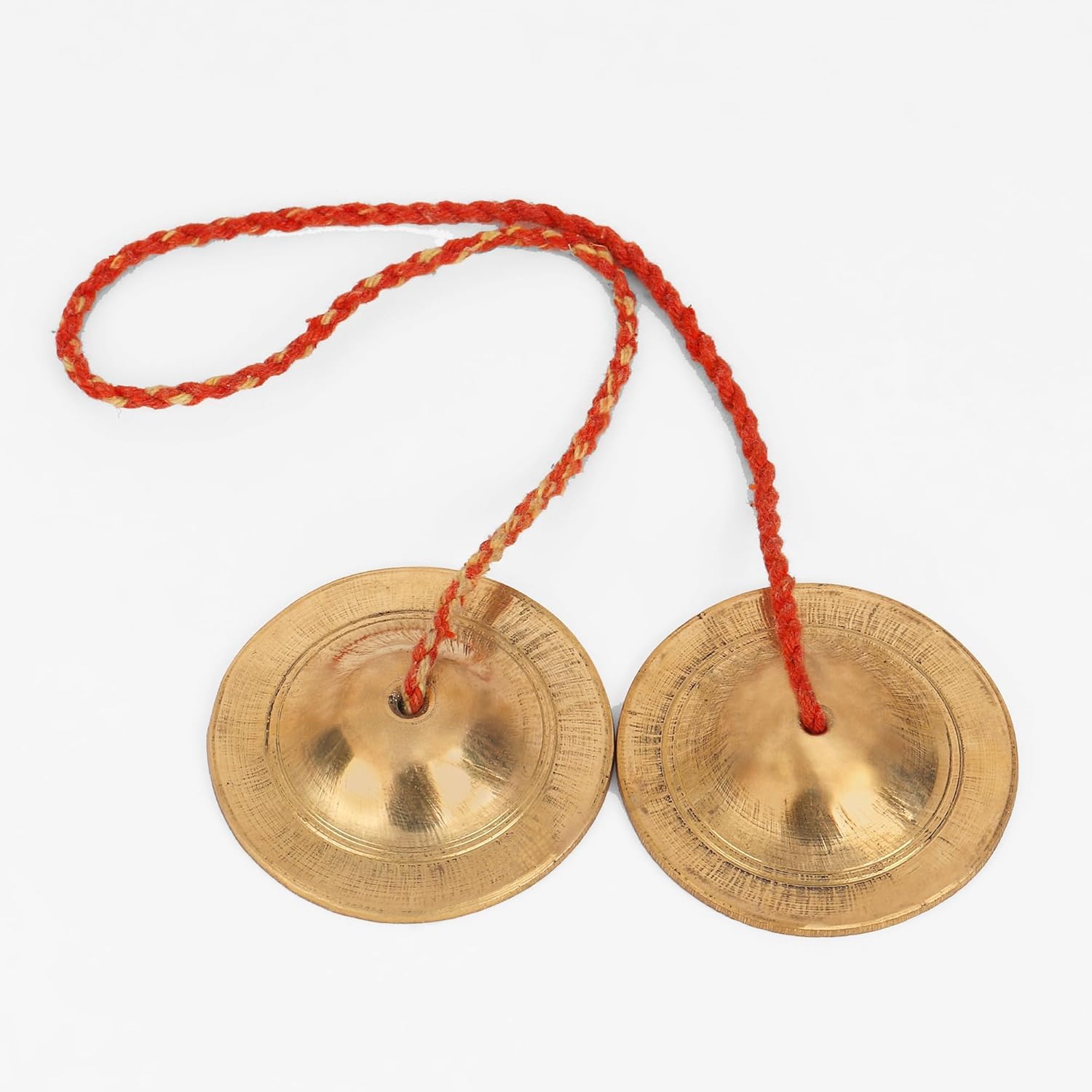 Medium Size Original Kasa Manjira brass Plated Manjeera Kartal Musical Instrument Golden Manjira Pair Indian Musical pital Gold-image-32