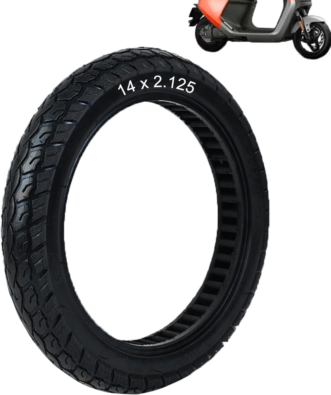 14x2.125 Electric Bike Solid Tire, No Inflation Required, Explosion-Proof, Anti-Puncture, Black