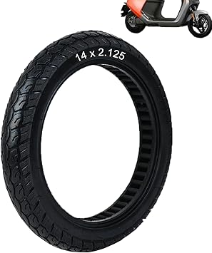 14x2.125 Electric Bike Solid Tire, No Inflation Required, Explosion-Proof, Anti-Puncture, Black