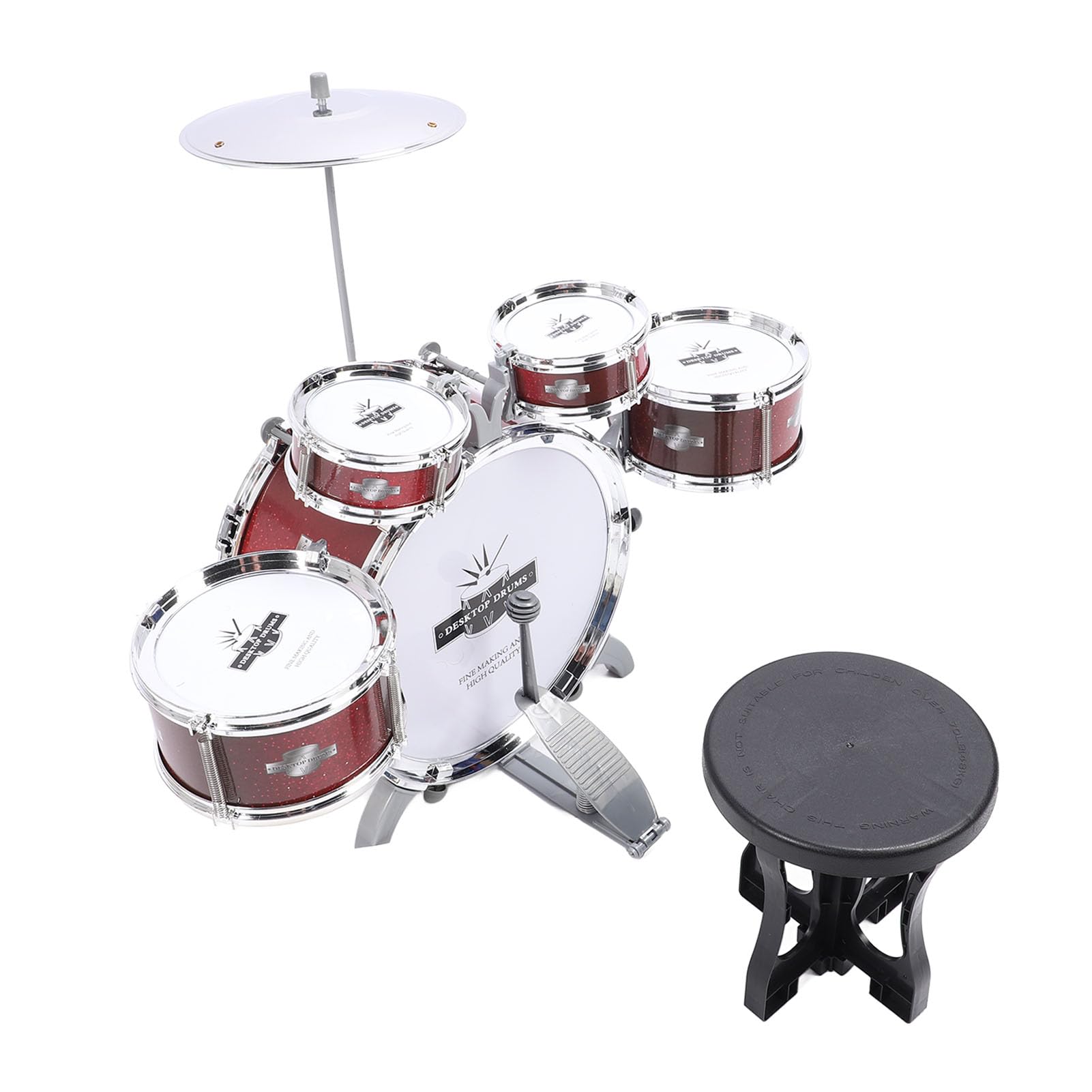 Set di batteria jazz Set di batteria per bambini Set di batteria per bambini 5 tamburi Strumenti musicali a percussione Giocattolo per bambini Compleanno Regalo di Natale