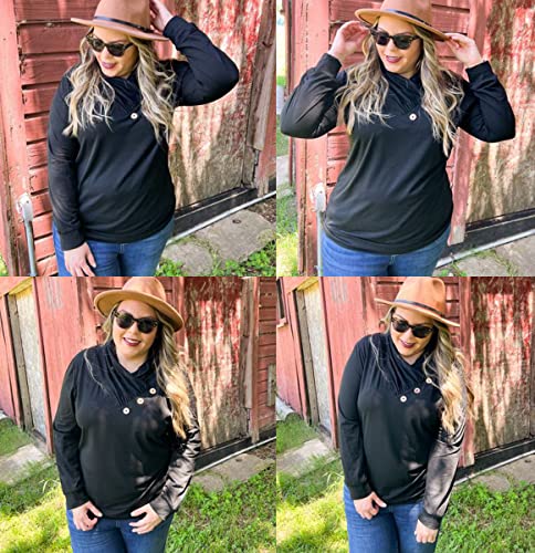 Image of CARCOS Womens Plus Size Tops Mock Neck Long Sleeve Shirts Turtleneck Tunics for Fall Winter XL-5XL