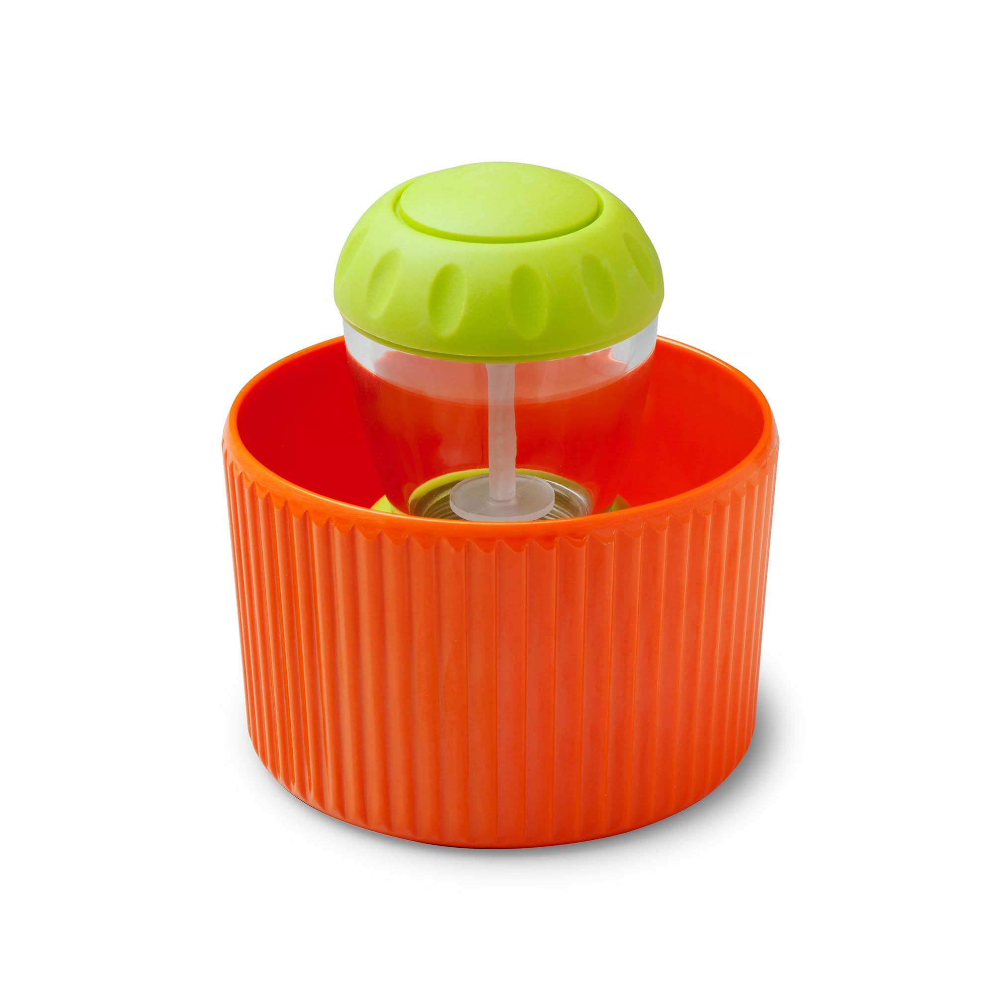 Zeal Soap Dispensing Dish Brush – Palm Washing Up Kitchen Brush with Melamine Pot Holder & Sink Organiser (Neon Orange)