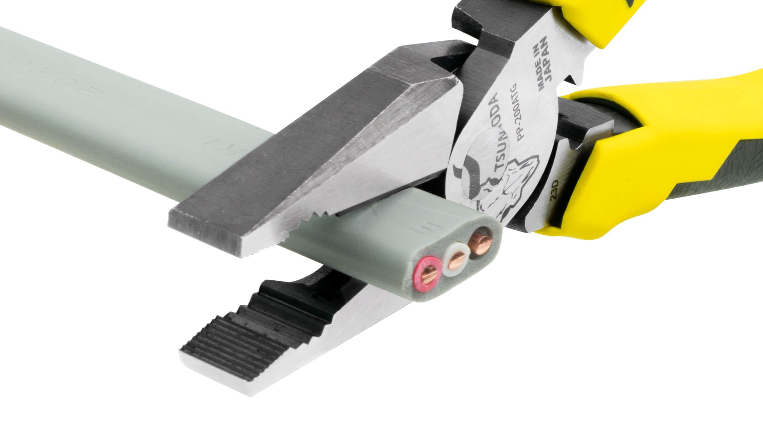Tsunoda PP-200ATG - Alicates de energía eléctrica, 7.9 pulgadas, 331 g, acero inoxidable, ancho de corte 0.4 cm, con función de crimpado