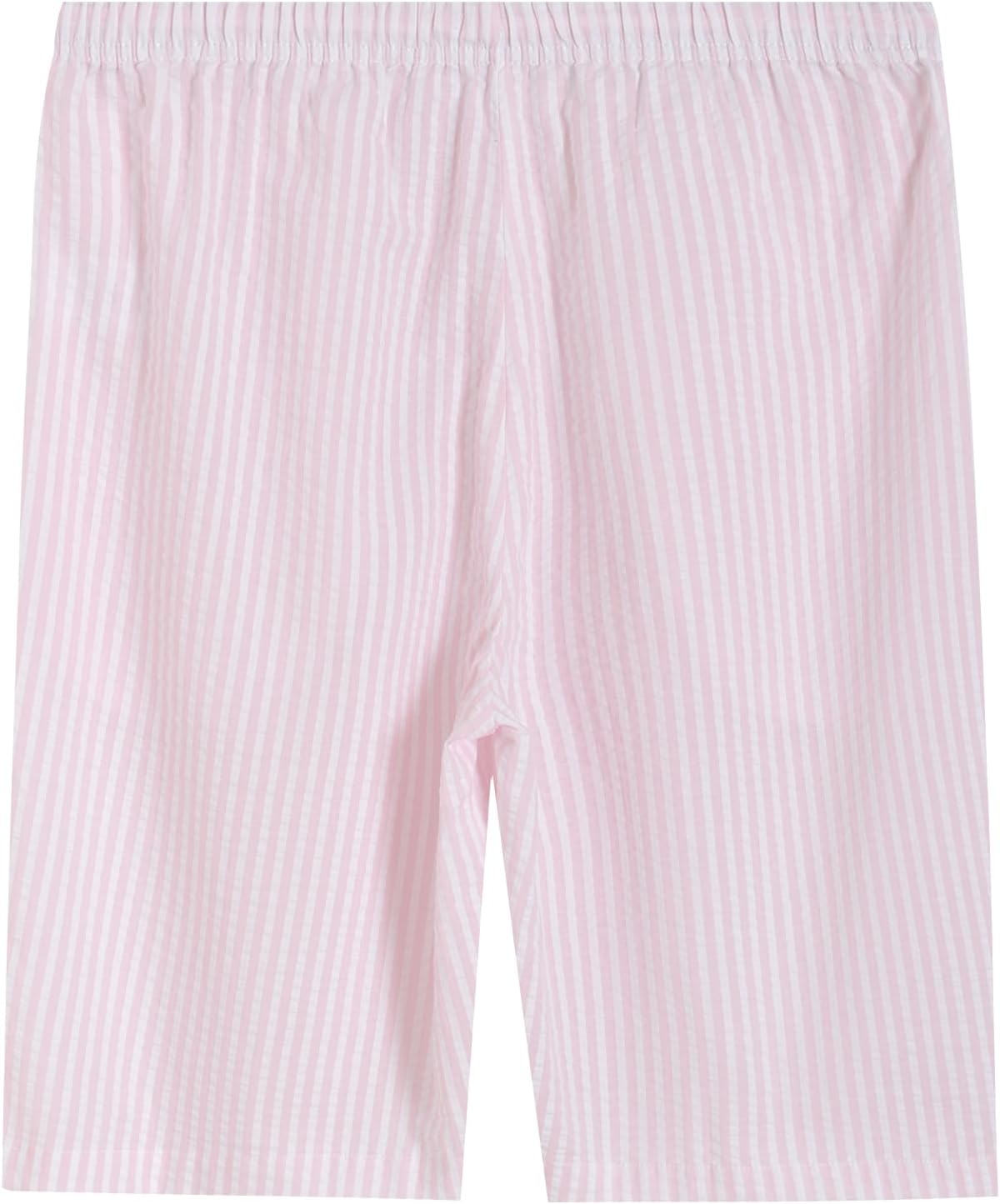 Latuza Women's Cotton Bermuda Long Pajama Shorts Seersucker PJ Sleep Shorts