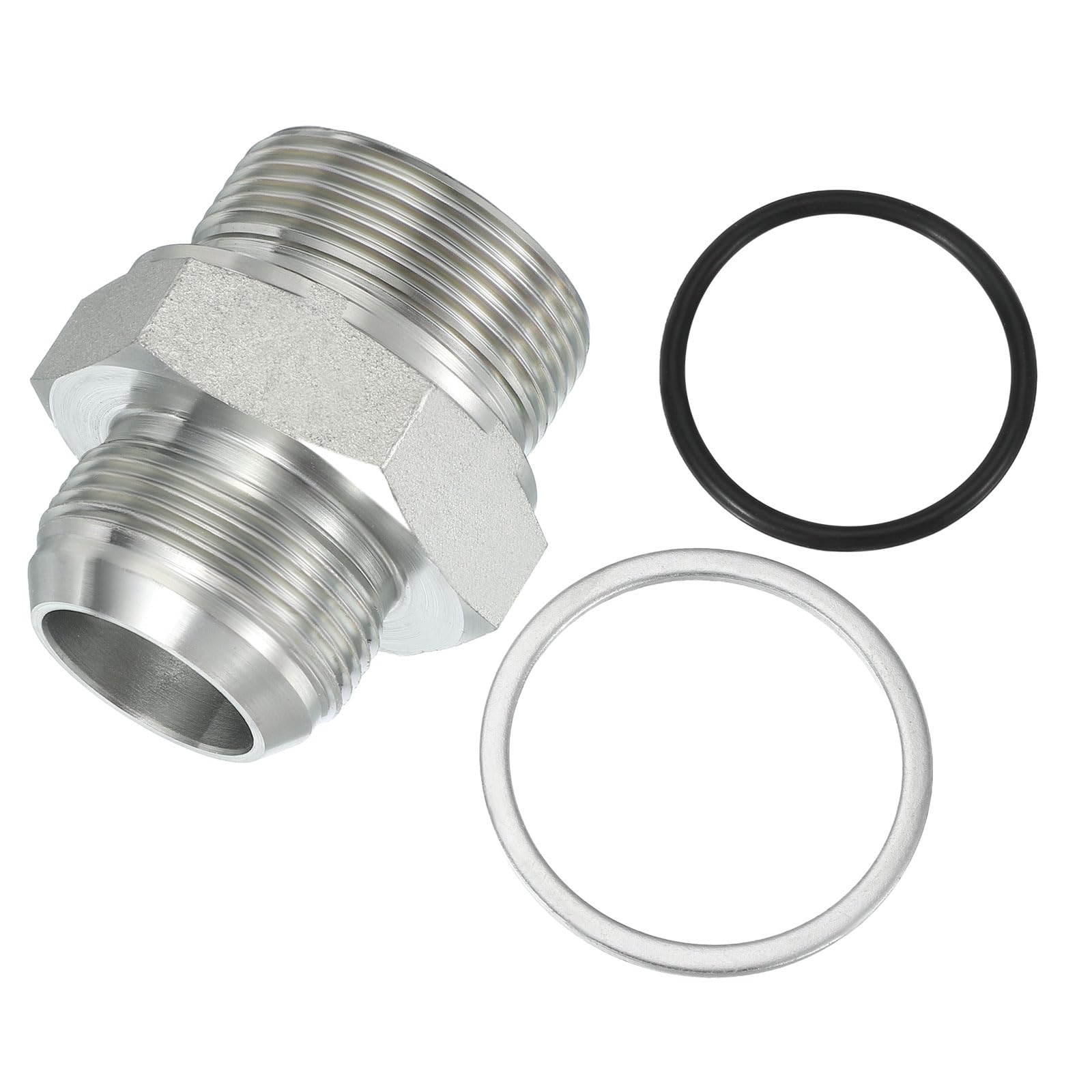 PATIKIL Hex Reducing Nipple Connectors Pipe Adapter 1 5/8" Male 37° Flare JIC x 1 1/2" g Male, Pipe Fitting Reducer Nipple Adapter Plated Steel Hydraulic Fitting